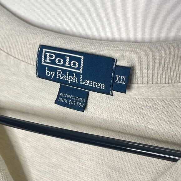 Polo by Ralph Lauren Cotton Pullover XXL Cream Long Sleeve Shirt Preppy Logo - Picture 3 of 7